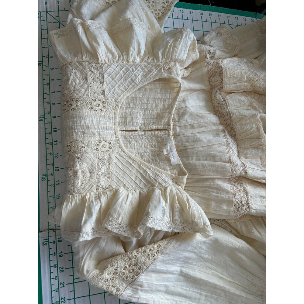 LoveShackFancy added Medium Cream Crochet Lace Ruffle Waist Cotton Magnolia Chic - Picture 5 of 14